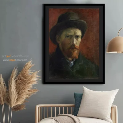 تابلو دکور معاصر - سلف پرتره با کلاه نمدی تیره – تابلو نقاشی های ون گوگ - اسپو دکور