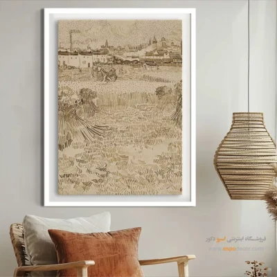 فروش تابلو ون گوگ - نمایی از مزارع گندم – تابلو نقاشی های ون گوگ - اسپو دکور