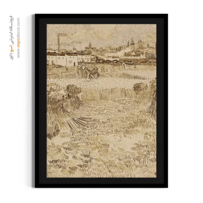 فروش تابلو ون گوگ - نمایی از مزارع گندم – تابلو نقاشی های ون گوگ - اسپو دکور