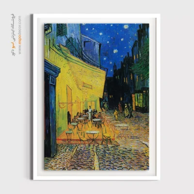تابلو نقاشی هنری - کافه تراس در شب – تابلو نقاشی های ون گوگ - اسپو دکور