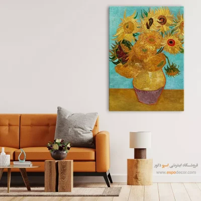 تابلو آفتابگردان - گلدان با دوازده گل آفتابگردان – تابلو نقاشی های ون گوگ - اسپو دکور