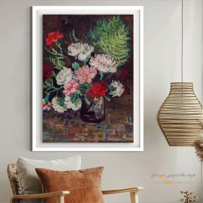 تایلو نقاشی از گلدان - گلدان با میخک – تابلو نقاشی های ون گوگ - اسپو دکور
