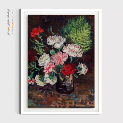 تایلو نقاشی از گلدان - گلدان با میخک – تابلو نقاشی های ون گوگ - اسپو دکور