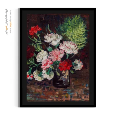 تایلو نقاشی از گلدان - گلدان با میخک – تابلو نقاشی های ون گوگ - اسپو دکور