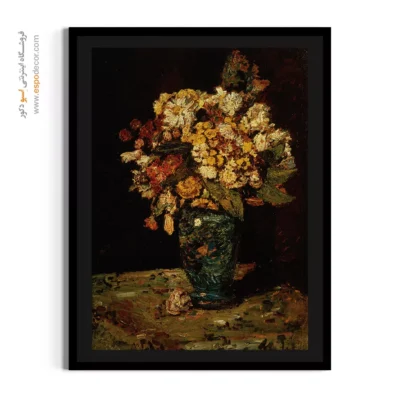 خرید تابلو نقاشی از گلدان - گلها در گلدان آبی – تابلو نقاشی های ون گوگ - اسپو دکور