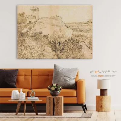 خرید تابلو های هنری - منظره در صومعه مونت ماژور در آرل – تابلو نقاشی های ون گوگ - اسپو دکور