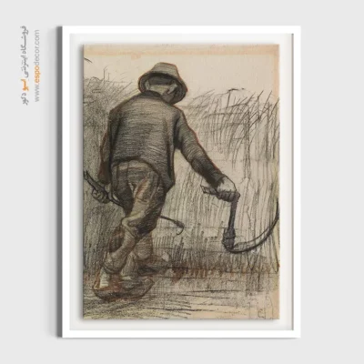 تابلو چاپ دیجیتال - برش دهنده ذرت با کلاه از پشت دیده می شود – تابلو نقاشی های ون گوگ - اسپو دکور