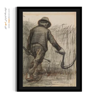 تابلو چاپ دیجیتال - برش دهنده ذرت با کلاه از پشت دیده می شود – تابلو نقاشی های ون گوگ - اسپو دکور