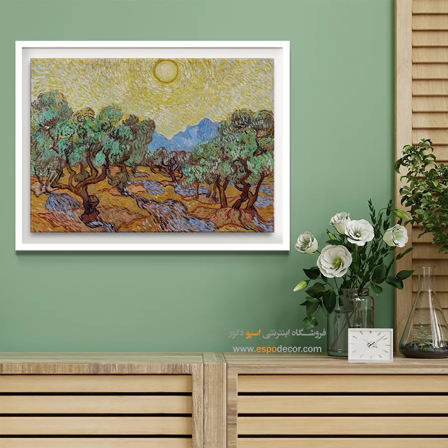 خرید تابلو نقاشی مدرن - درختان زیتون – تابلو نقاشی های ون گوگ - اسپو دکور