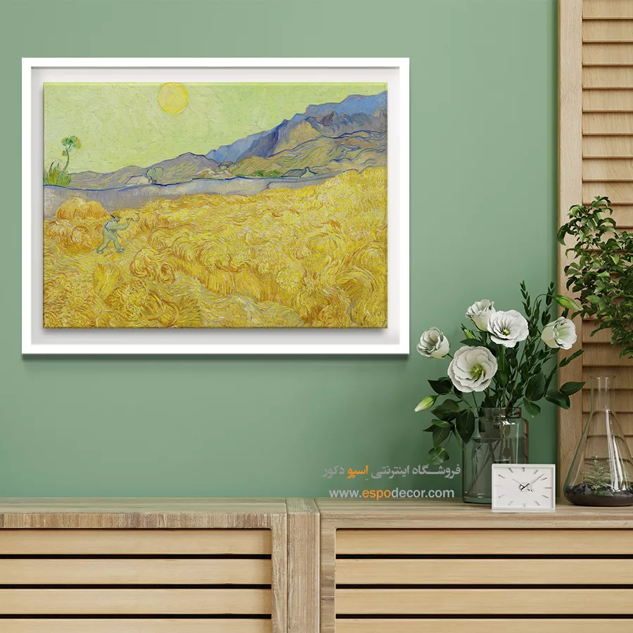 خرید تابلو دکور منزل - درو گندم زار – تابلو نقاشی های ون گوگ - اسپو دکور
