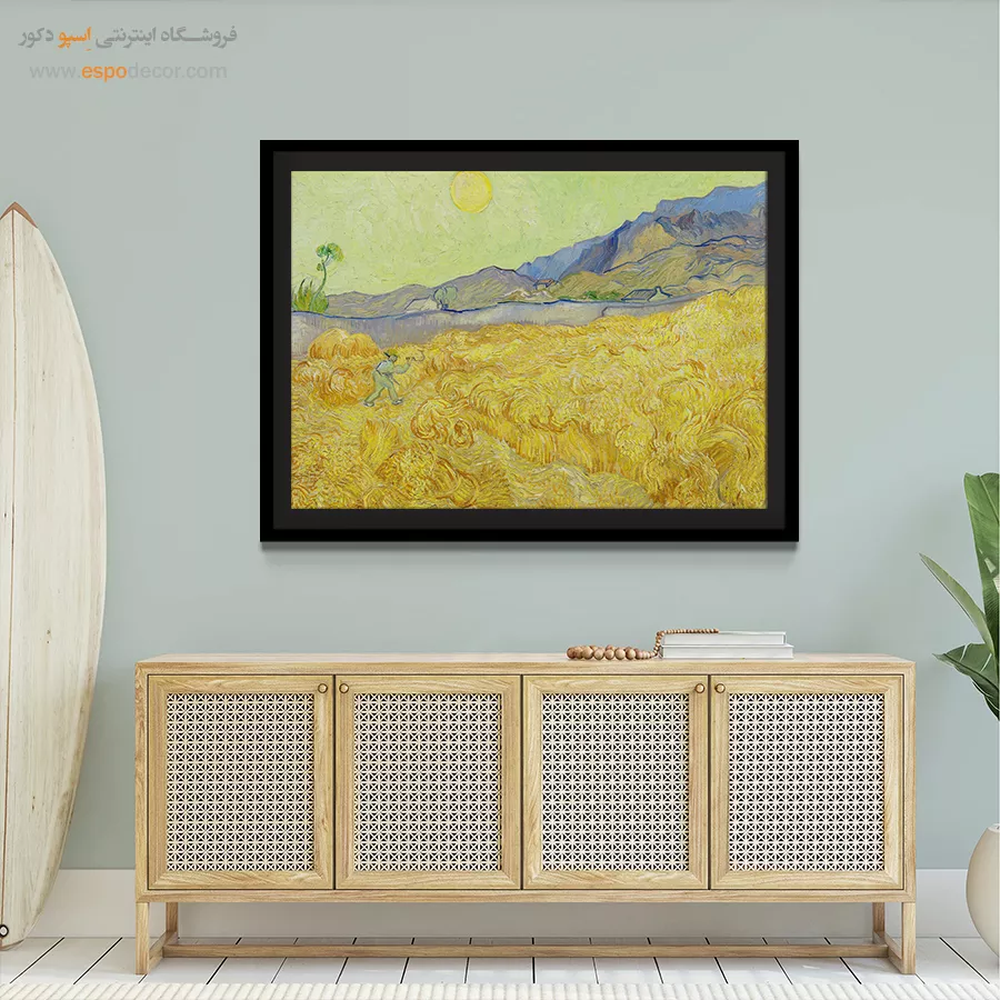 خرید تابلو دکور منزل - درو گندم زار – تابلو نقاشی های ون گوگ - اسپو دکور