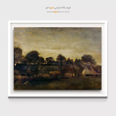 خرید تابلو بدون قاب - دهکده کشاورزی در گرگ و میش – تابلو نقاشی های ون گوگ - اسپو دکور