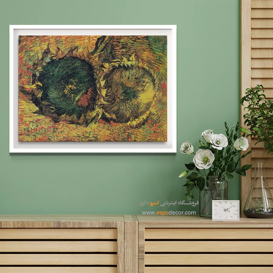 خرید تابلو چاپی - دو عدد گل آفتابگردان – تابلو نقاشی های ون گوگ - اسپو دکور