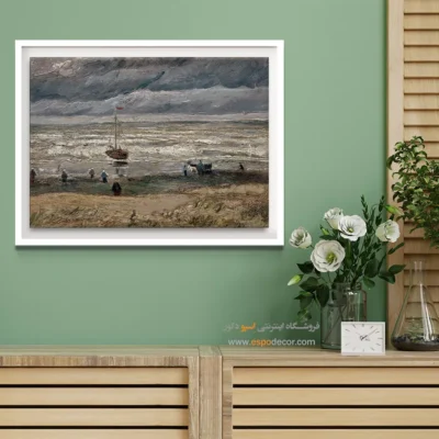 خرید تابلو ساحل ون گوگ - ساحل در هوای طوفانی – تابلو نقاشی های ون گوگ - اسپو دکور