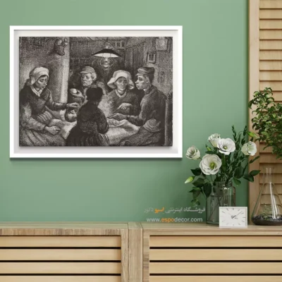 خرید تابلو معروف سیب زمینی خواران - سیب زمینی خواران – تابلو نقاشی های ون گوگ - اسپو دکور