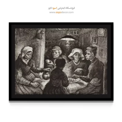 خرید تابلو معروف سیب زمینی خواران - سیب زمینی خواران – تابلو نقاشی های ون گوگ - اسپو دکور