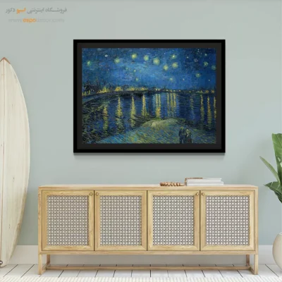 خرید تابلوی شب پرستاره بر فراز رون - شب پر ستاره بر فراز رون – تابلو نقاشی های ون گوگ - اسپو دکور