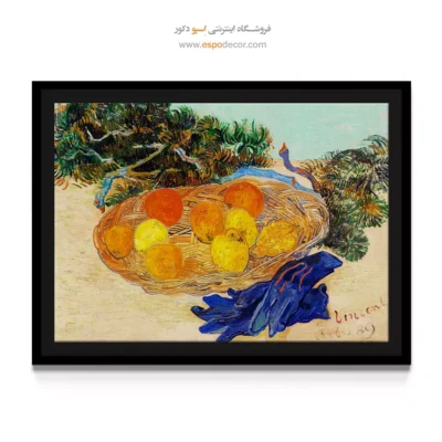 ون گوگ طبیعت بی جان - طبیعت بی جان پرتقال و لیمو با دستکش آبی – تابلو نقاشی های ون گوگ - اسپو دکور