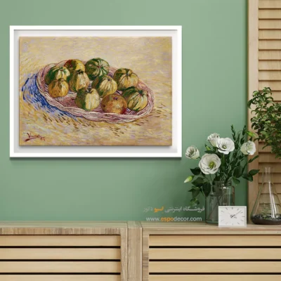 خرید تابلو خاص دیواری - طبیعت بی جان، سبد سیب – تابلو نقاشی های ون گوگ - اسپو دکور