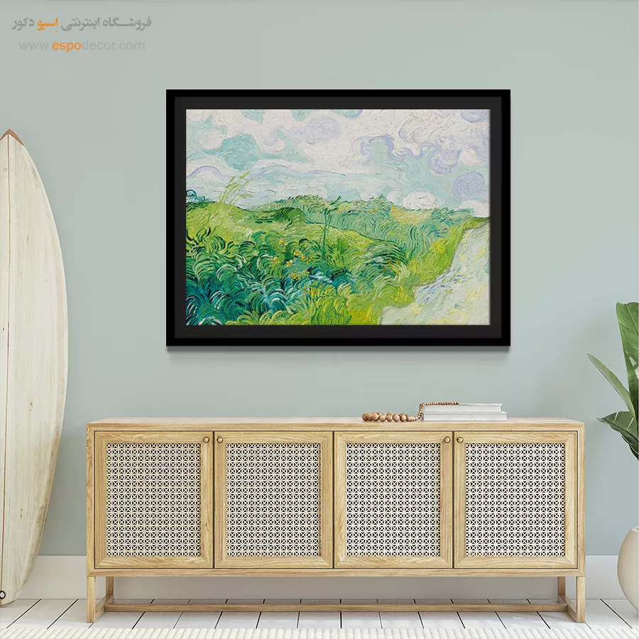 خرید تابلو مناسب هدیه - مزارع گندم سبز – تابلو نقاشی های ون گوگ - اسپو دکور