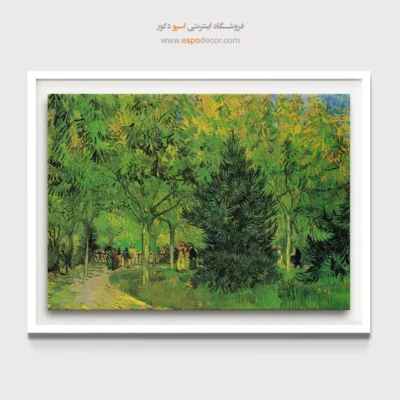 خرید تابلو برای فضای مدرن - مسیری در پارک آرل با واکرها – تابلو نقاشی های ون گوگ - اسپو دکور