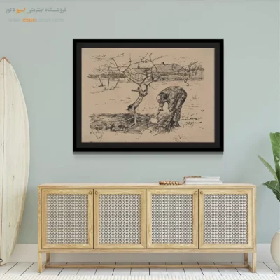 خرید تابلو نقاشی فریم دار - باغبان کنار درخت سیب – تابلو نقاشی های ون گوگ - اسپو دکور