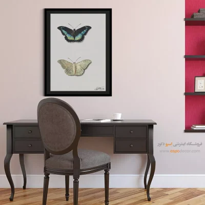 پوستر خارجی - بالا و پایین یک پروانه – تابلو پوستر وینتیج - اسپو دکور