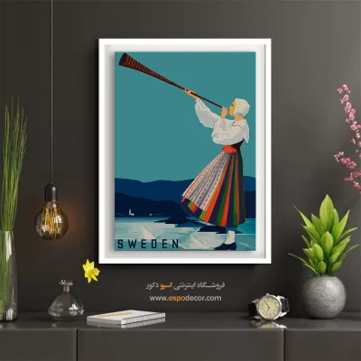 تابلو هنری خاص - پوستر مسافرتی قدیمی سوئدی – تابلو پوستر وینتیج - اسپو دکور