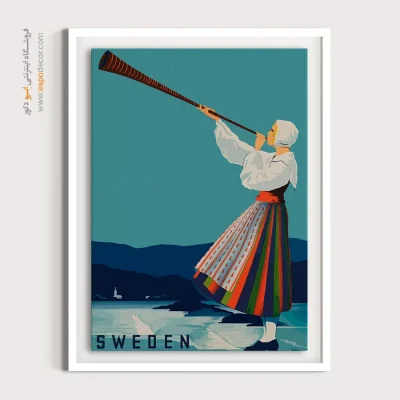 تابلو هنری خاص - پوستر مسافرتی قدیمی سوئدی – تابلو پوستر وینتیج - اسپو دکور