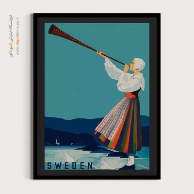 تابلو هنری خاص - پوستر مسافرتی قدیمی سوئدی – تابلو پوستر وینتیج - اسپو دکور