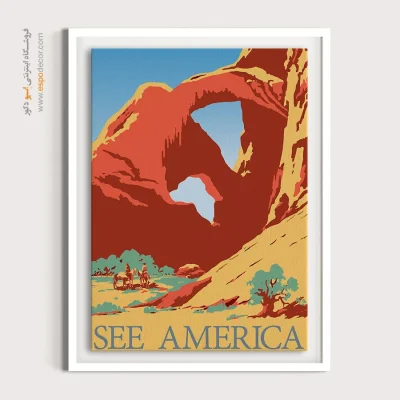 تابلو هدیه وینتیج - امریکا را ببینید – تابلو پوستر وینتیج - اسپو دکور