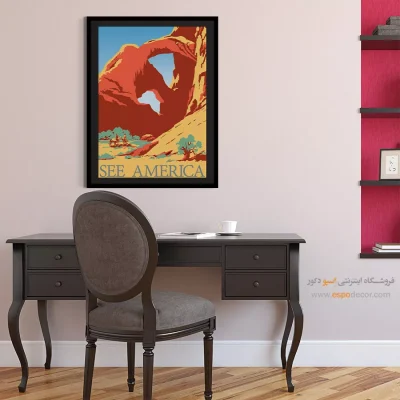 تابلو هدیه وینتیج - امریکا را ببینید – تابلو پوستر وینتیج - اسپو دکور