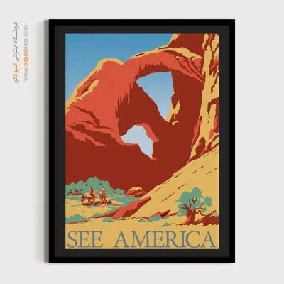تابلو هدیه وینتیج - امریکا را ببینید – تابلو پوستر وینتیج - اسپو دکور