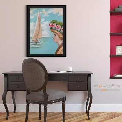 کیفیت چاپ خارجی - زن زیبا در ساحل – تابلو پوستر وینتیج - اسپو دکور