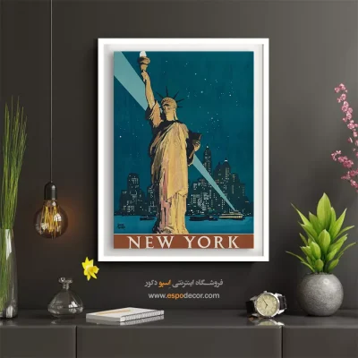 دکور مناسب آپارتمان - سفر با قطار به نیویورک 1927 – تابلو پوستر وینتیج - اسپو دکور