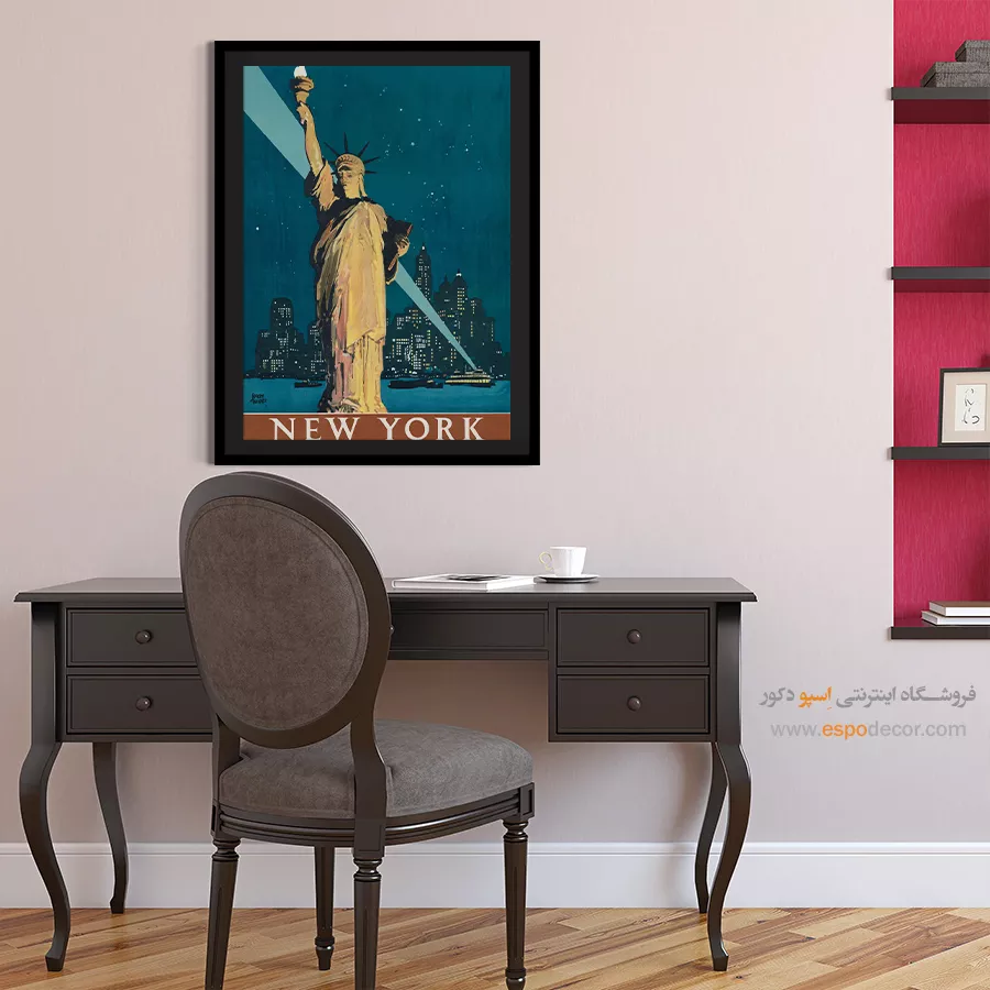 دکور مناسب آپارتمان - سفر با قطار به نیویورک 1927 – تابلو پوستر وینتیج - اسپو دکور