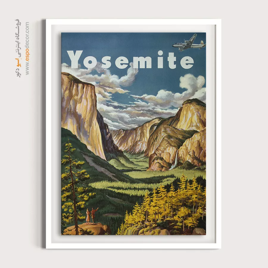 پوستر برای اتاق هنری - طبیعت یوسیمیتی 1945 – تابلو پوستر وینتیج - اسپو دکور
