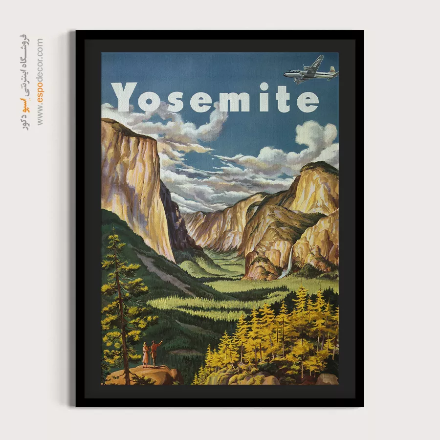 پوستر برای اتاق هنری - طبیعت یوسیمیتی 1945 – تابلو پوستر وینتیج - اسپو دکور