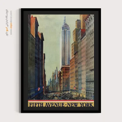 طراحی دیواری هنری - خیابان پنجم نیویورک 1932 – تابلو پوستر وینتیج - اسپو دکور