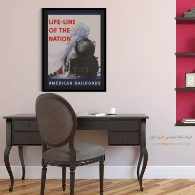 تابلو خاص برای هدیه - راه‌آهن‌های آمریکایی – تابلو پوستر وینتیج - اسپو دکور