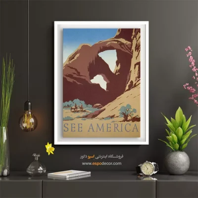 پوستر چاپ دیجیتال - امریکا را ببینید 1936 – تابلو پوستر وینتیج - اسپو دکور