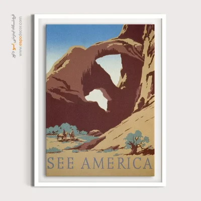 پوستر چاپ دیجیتال - امریکا را ببینید 1936 – تابلو پوستر وینتیج - اسپو دکور