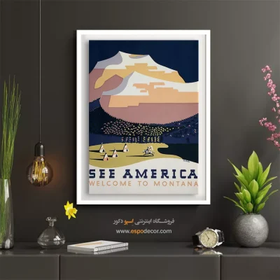 گالری تابلو وینتیج - به مونتانا خوش آمدید – تابلو پوستر وینتیج - اسپو دکور