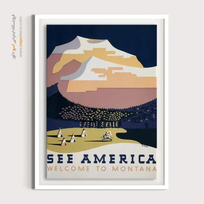 گالری تابلو وینتیج - به مونتانا خوش آمدید – تابلو پوستر وینتیج - اسپو دکور