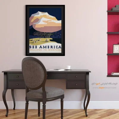 گالری تابلو وینتیج - به مونتانا خوش آمدید – تابلو پوستر وینتیج - اسپو دکور