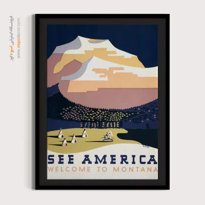 گالری تابلو وینتیج - به مونتانا خوش آمدید – تابلو پوستر وینتیج - اسپو دکور