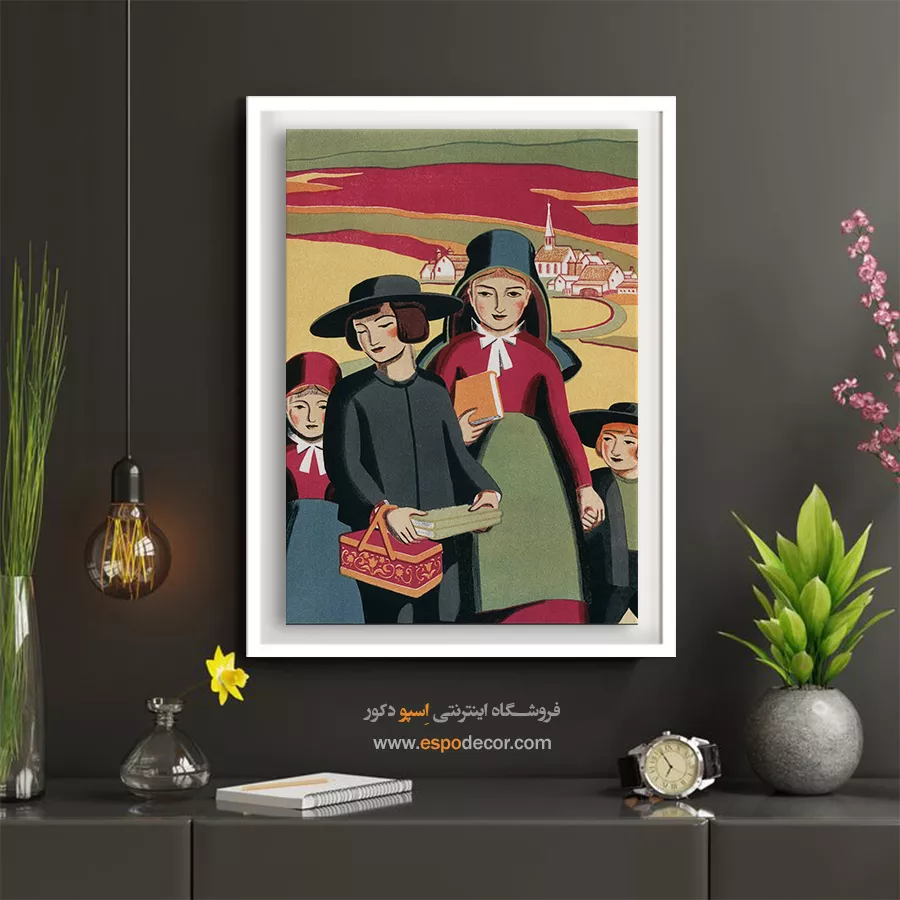 پوستر سبک آلمانی - کرومولیتوگرافی روستایی پنسیلوانیا – تابلو پوستر وینتیج - اسپو دکور