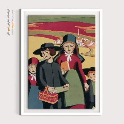 پوستر سبک آلمانی - کرومولیتوگرافی روستایی پنسیلوانیا  – تابلو پوستر وینتیج - اسپو دکور