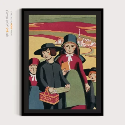 پوستر سبک آلمانی - کرومولیتوگرافی روستایی پنسیلوانیا – تابلو پوستر وینتیج - اسپو دکور