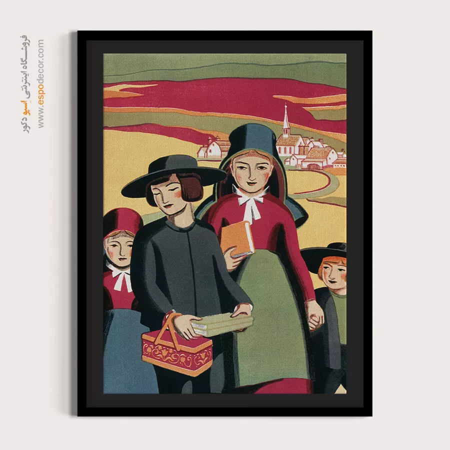 پوستر سبک آلمانی - کرومولیتوگرافی روستایی پنسیلوانیا – تابلو پوستر وینتیج - اسپو دکور